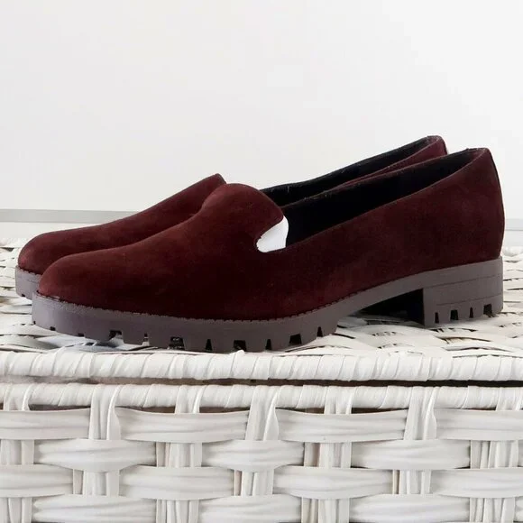 Easy Spirit Brown Suede Leather Lug Sole Low Heel Loafers Slip-on Orthotic Shoes - Picture 16 of 16